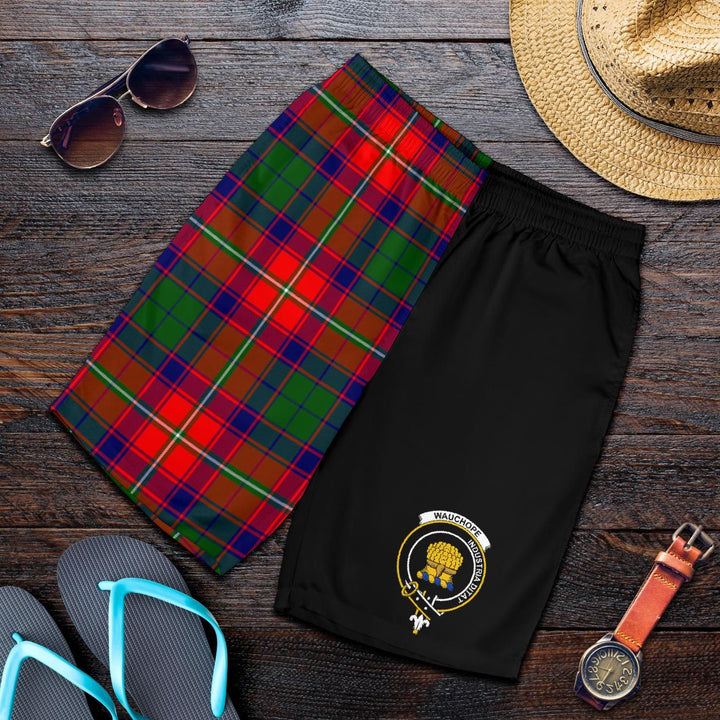 Scottish Wauchope Clan Crest Tartan Half of Me Men's Shorts
