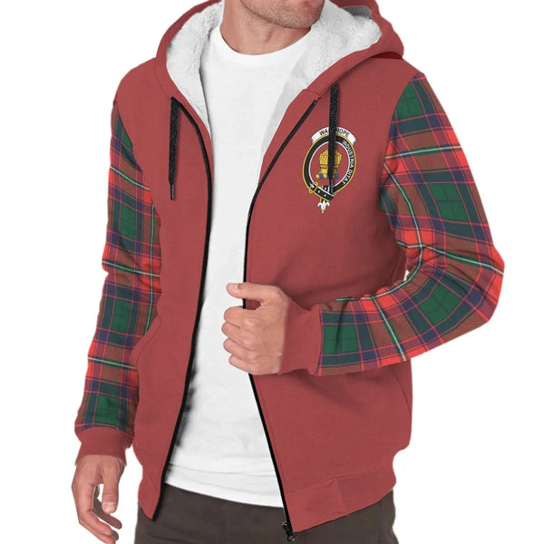 Scottish Wauchope Clan Crest Tartan Plaid Sleeve Sherpa Hoodie