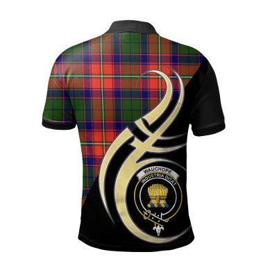 Scottish Wauchope Clan Crest Tartan Polo Shirt Believe in Me Back Side Tartan Plaid
