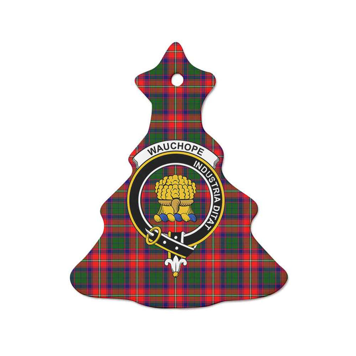 Scottish Wauchope (or Waugh) Clan Crest Tartan Ceramic Ornament Tree Shape Tartan Plaid