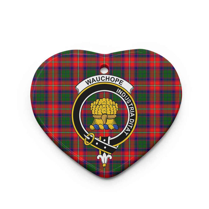 Scottish Wauchope (or Waugh) Clan Crest Tartan Ceramic Ornament Heart Shape Tartan Plaid