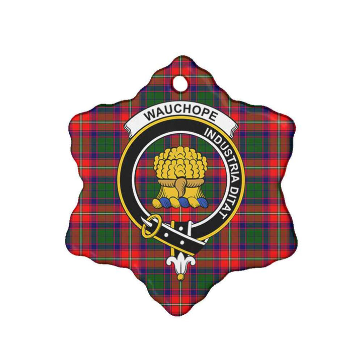 Scottish Wauchope (or Waugh) Clan Crest Tartan Ceramic Ornament Snow Flake Shape Tartan Plaid