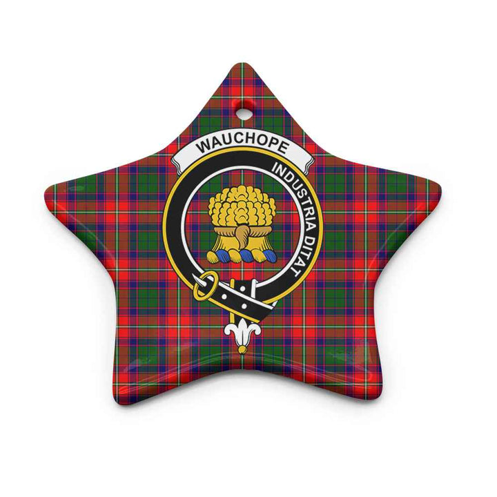 Scottish Wauchope (or Waugh) Clan Crest Tartan Ceramic Ornament Star Shape Tartan Plaid