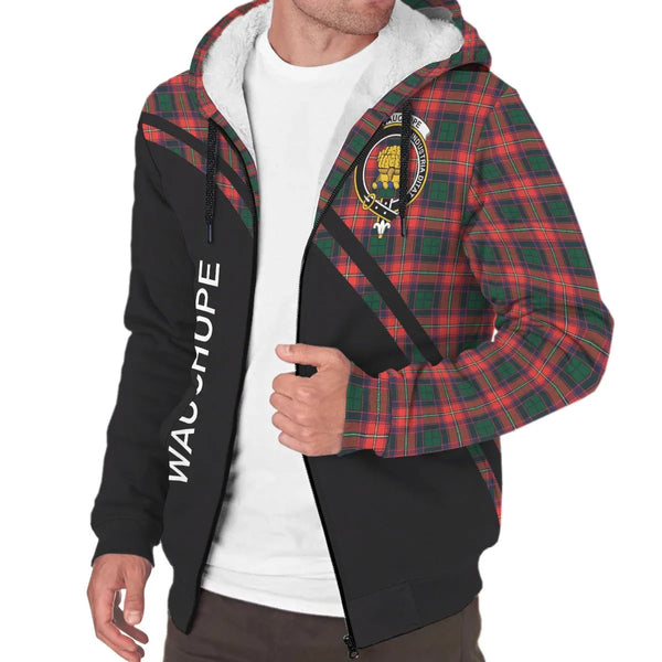 Scottish Wauchope (or Waugh) Clan Crest Tartan Curve Sherpa Hoodie