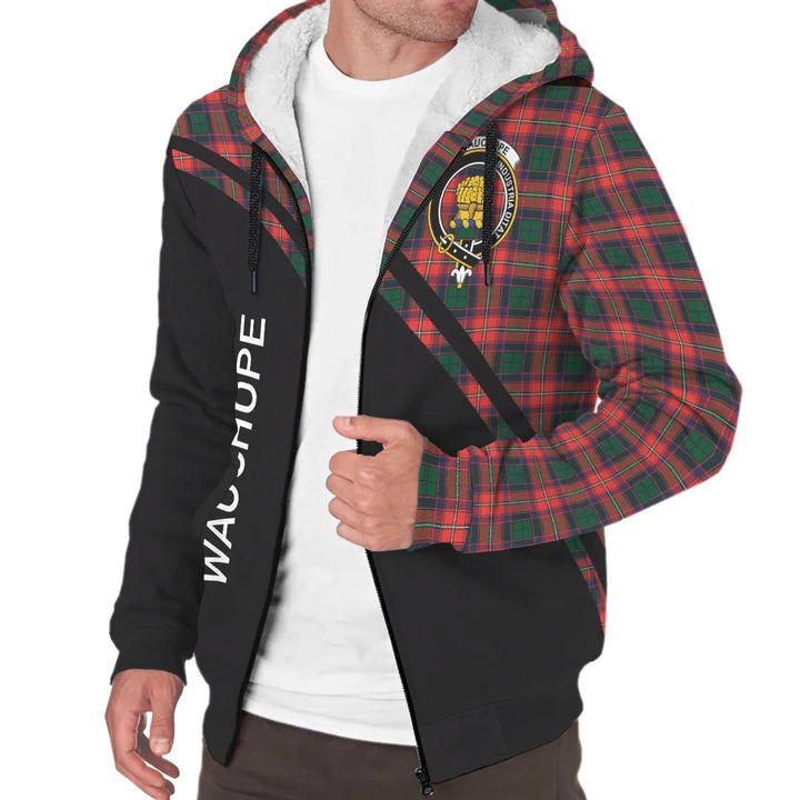 Scottish Wauchope (or Waugh) Clan Crest Tartan Curve Sherpa Hoodie