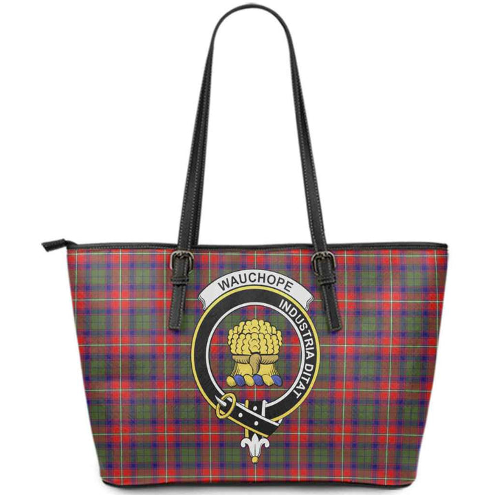 Scottish Wauchope (or Waugh) Clan Crest Tartan Leather Tote Tartan Plaid
