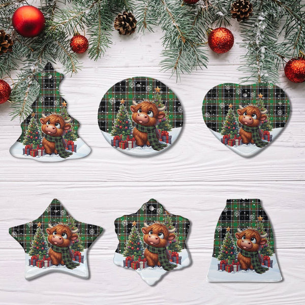 Scottish Webster Clan Tartan Ceramic Ornament Cute Highland Cow Christmas All Style Tartan Plaid