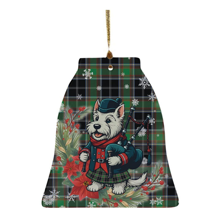Scottish Webster Clan Tartan Ceramic Ornament Cute Scottish Terrier Dog Bell Style Tartan Plaid