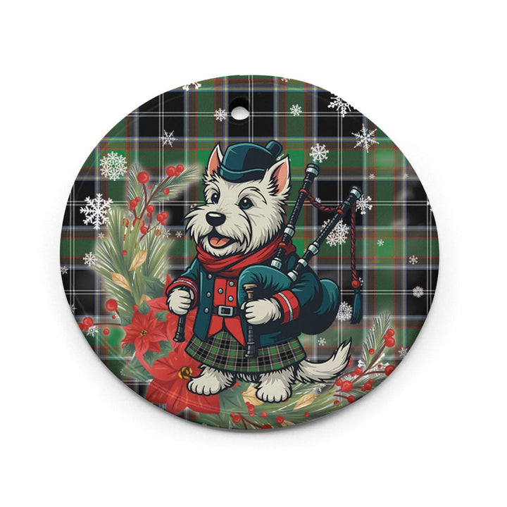 Scottish Webster Clan Tartan Ceramic Ornament Cute Scottish Terrier Dog Circle Style Tartan Plaid