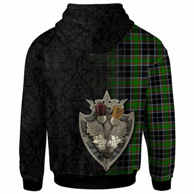 Scottish Webster Clan Tartan Hoodie - Half Thistle Flowers Celtic Design Back Side Tartan Plaid