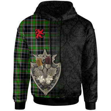 Scottish Webster Clan Tartan Hoodie - Half Thistle Flowers Celtic Design Front Side Tartan Plaid