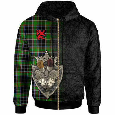 Scottish Webster Clan Tartan Hoodie - Half Thistle Flowers Celtic Design Zip-up Tartan Plaid