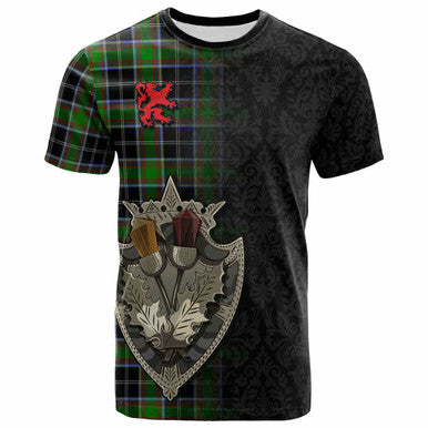 Scottish Webster Clan Tartan T-Shirt - Half Thistle Flowers Celtic Design Front Side Tartan Plaid