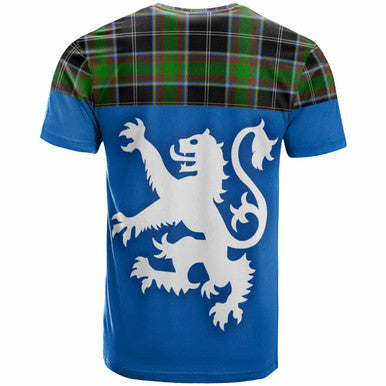 Scottish Webster Clan Tartan T-Shirt - Lion Rampant of Scotland With Flag Back Side Tartan Plaid