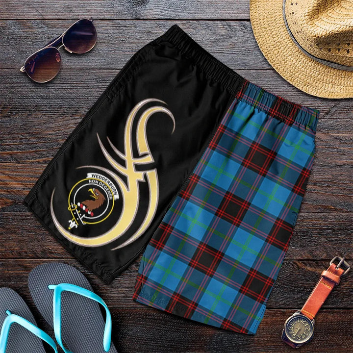 Scottish Wedderburn Clan Crest Tartan Believe in Me Men's Shorts