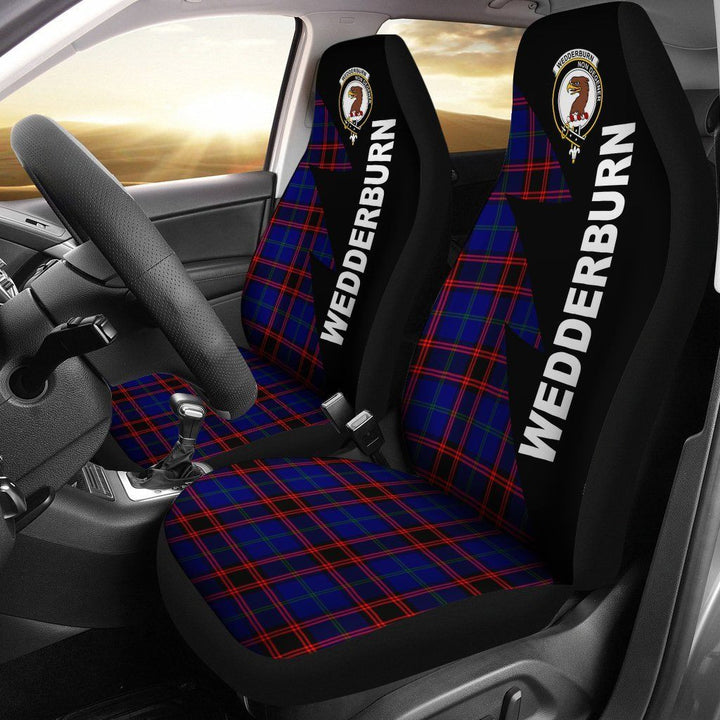 Scottish Wedderburn Clan Crest Tartan Car Seat Covers - Flash Style 1