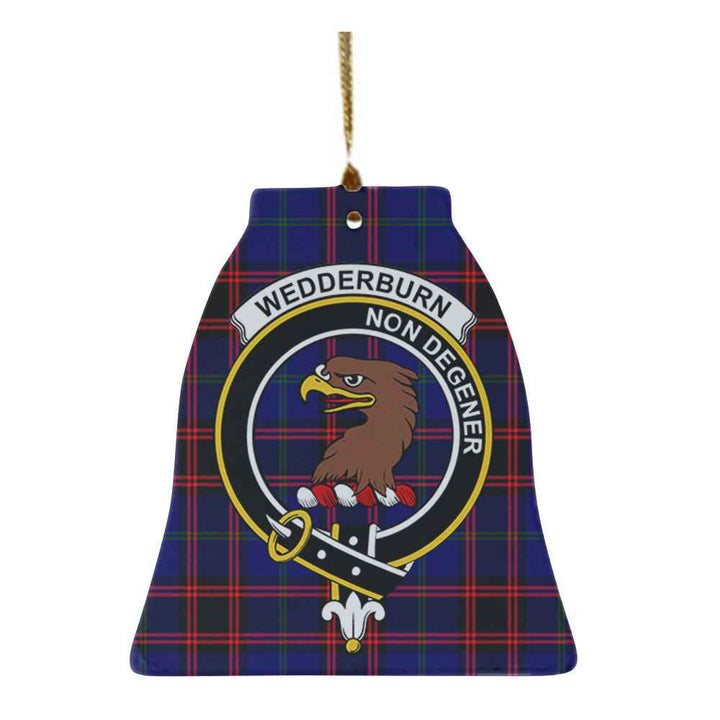 Scottish Wedderburn Clan Crest Tartan Ceramic Ornament Bell Shape Tartan Plaid