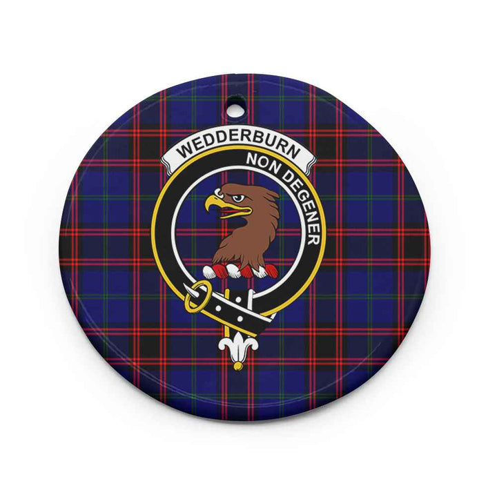 Scottish Wedderburn Clan Crest Tartan Ceramic Ornament Circle Shape Tartan Plaid