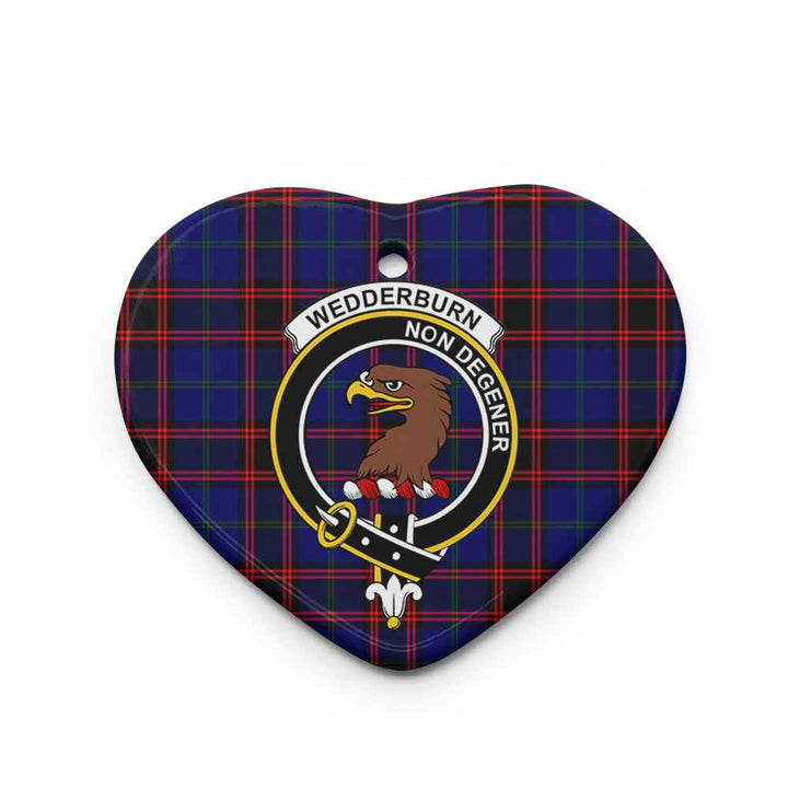 Scottish Wedderburn Clan Crest Tartan Ceramic Ornament Heart Shape Tartan Plaid