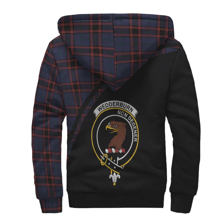 Scottish Wedderburn Clan Crest Tartan Curve Sherpa Hoodie