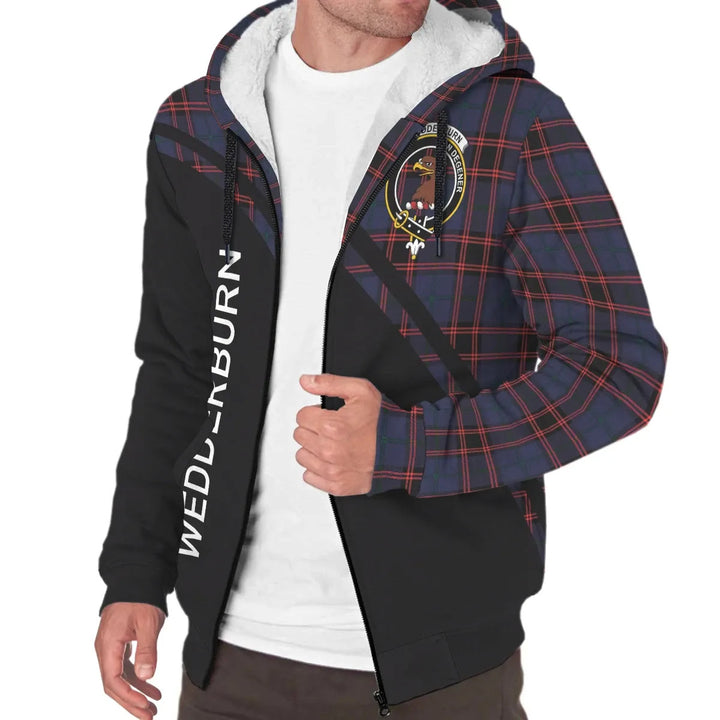 Scottish Wedderburn Clan Crest Tartan Curve Sherpa Hoodie