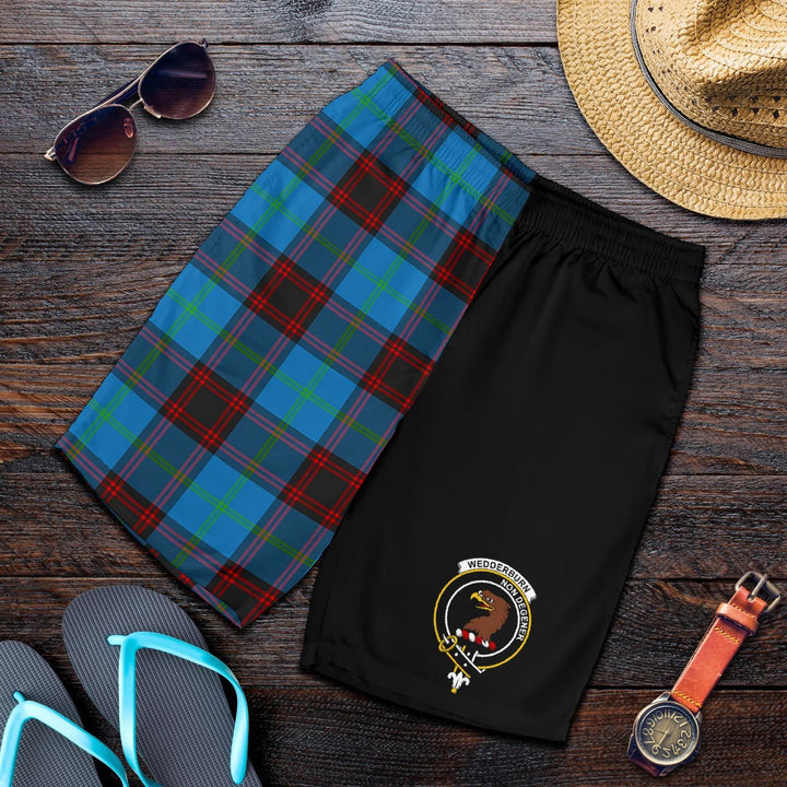 Scottish Wedderburn Clan Crest Tartan Half of Me Men's Shorts