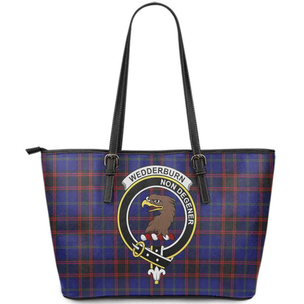 Scottish Wedderburn Clan Crest Tartan Leather Tote Tartan Plaid