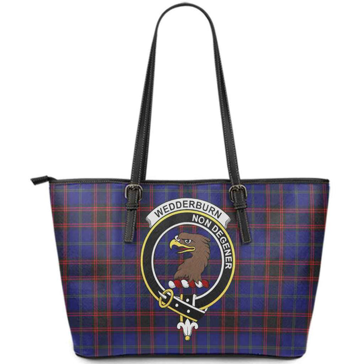 Scottish Wedderburn Clan Crest Tartan Leather Tote Tartan Plaid