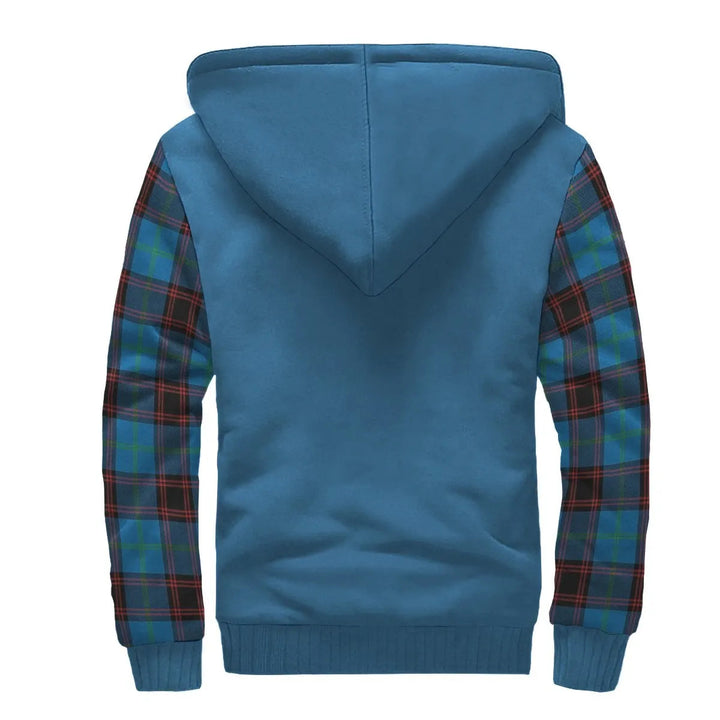 Scottish Wedderburn Clan Crest Tartan Plaid Sleeve Sherpa Hoodie