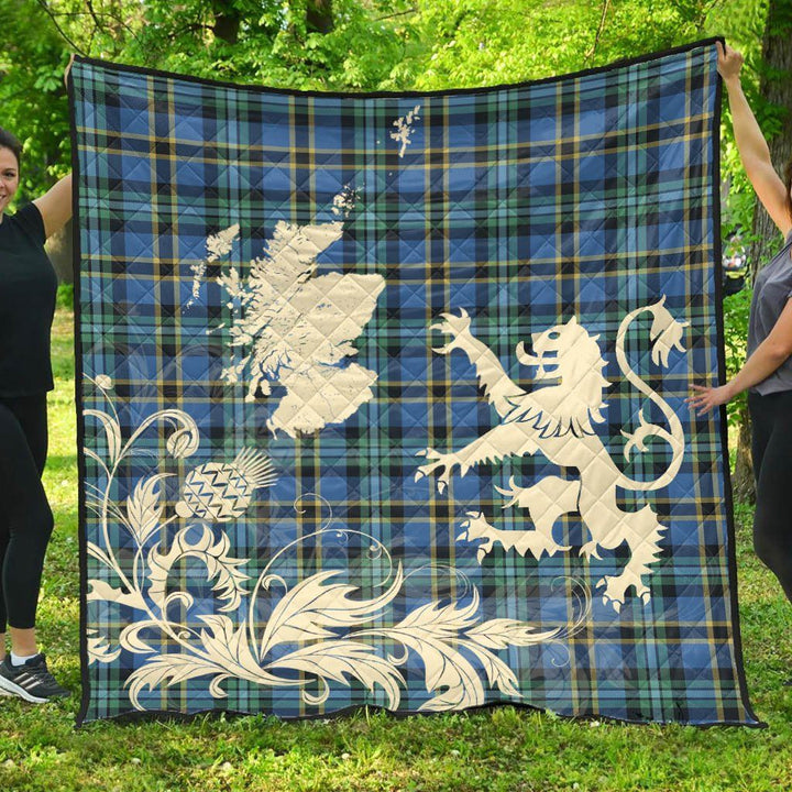Scottish Weir Ancient Clan Tartan Quilt Rampant Lion with Thistle Tartan Plaid 1