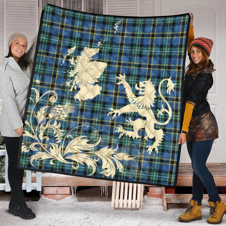 Scottish Weir Ancient Clan Tartan Quilt Rampant Lion with Thistle Tartan Plaid 2