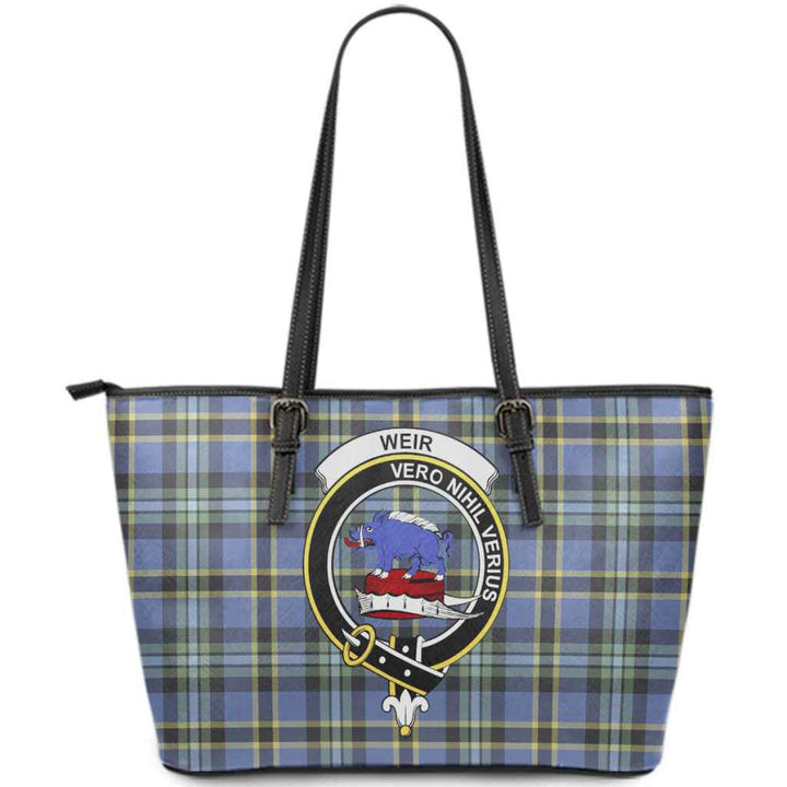 Scottish Weir Clan Crest Tartan Leather Tote Tartan Plaid