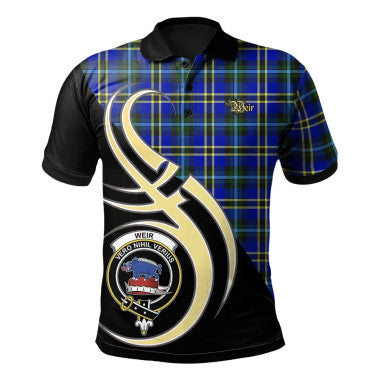 Scottish Weir Modern Clan Crest Tartan Polo Shirt Believe in Me Front Side Tartan Plaid