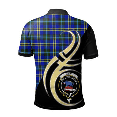 Scottish Weir Modern Clan Crest Tartan Polo Shirt Believe in Me Back Side Tartan Plaid
