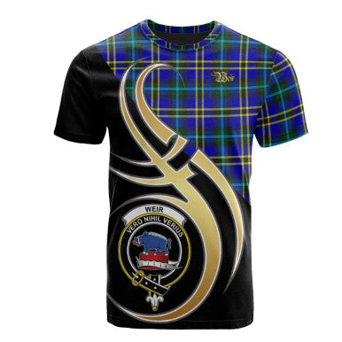 Scottish Weir Modern Clan Crest Tartan T-Shirt Believe in Me Front Side Tartan Plaid