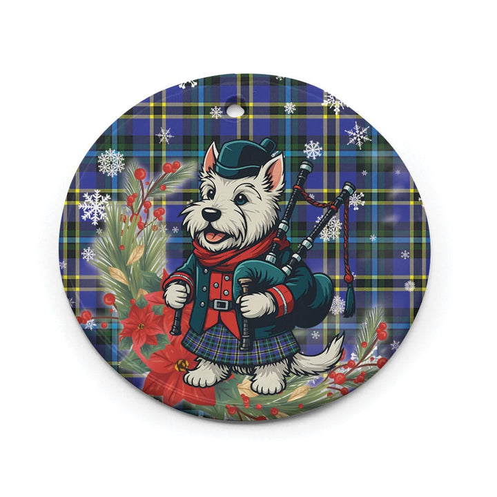 Scottish Weir Modern Clan Tartan Ceramic Ornament Cute Scottish Terrier Dog Circle Style Tartan Plaid