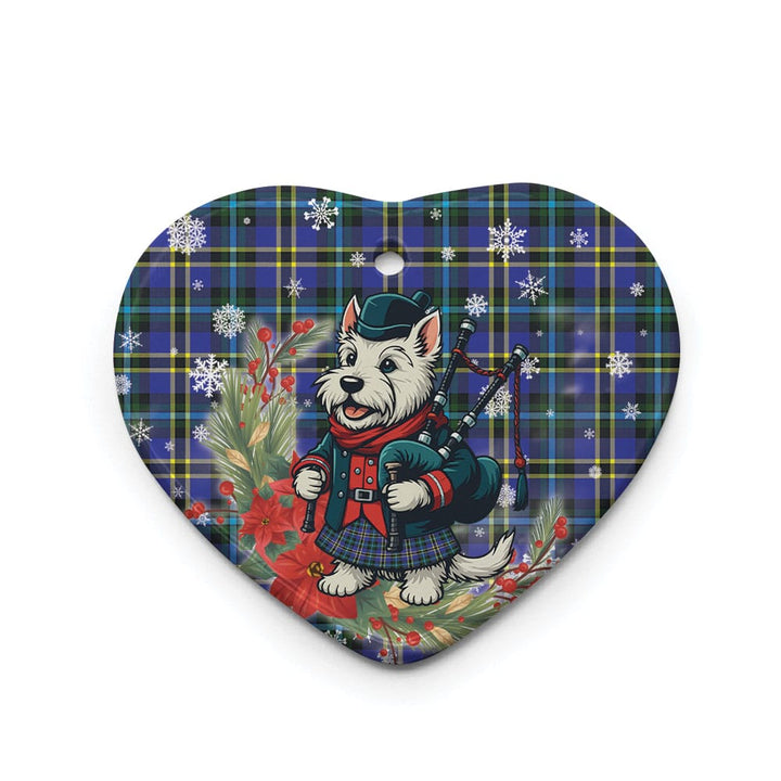 Scottish Weir Modern Clan Tartan Ceramic Ornament Cute Scottish Terrier Dog Heart Style Tartan Plaid