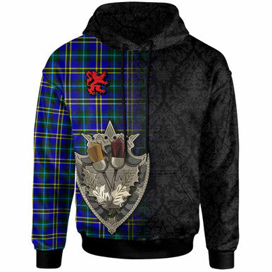 Scottish Weir Modern Clan Tartan Hoodie - Half Thistle Flowers Celtic Design Front Side Tartan Plaid
