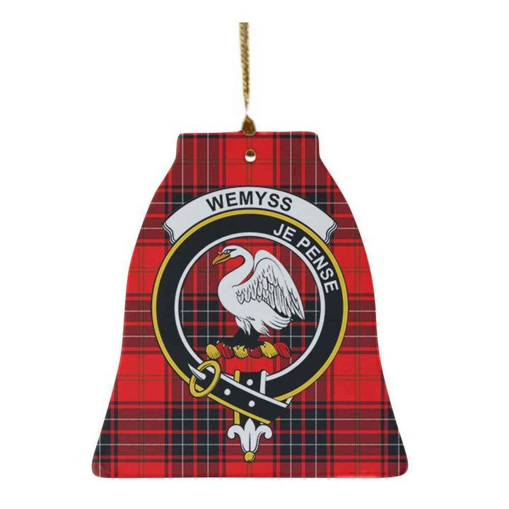 Scottish Wemyss Clan Crest Tartan Ceramic Ornament Bell Shape Tartan Plaid