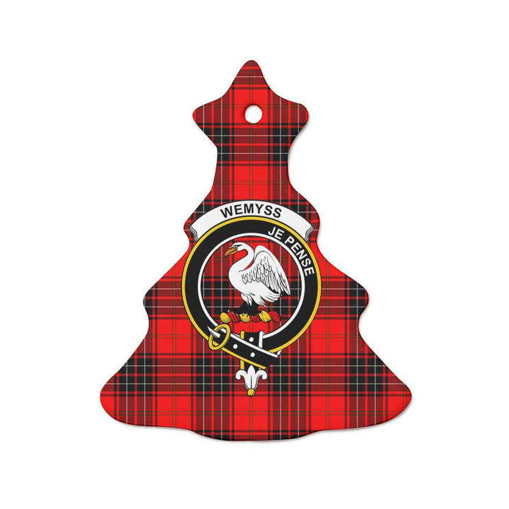 Scottish Wemyss Clan Crest Tartan Ceramic Ornament Tree Shape Tartan Plaid