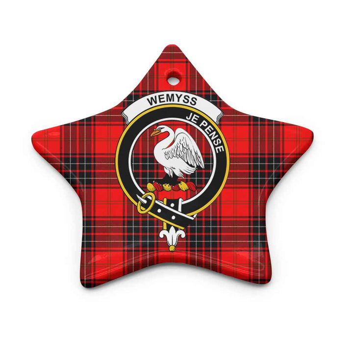 Scottish Wemyss Clan Crest Tartan Ceramic Ornament Star Shape Tartan Plaid