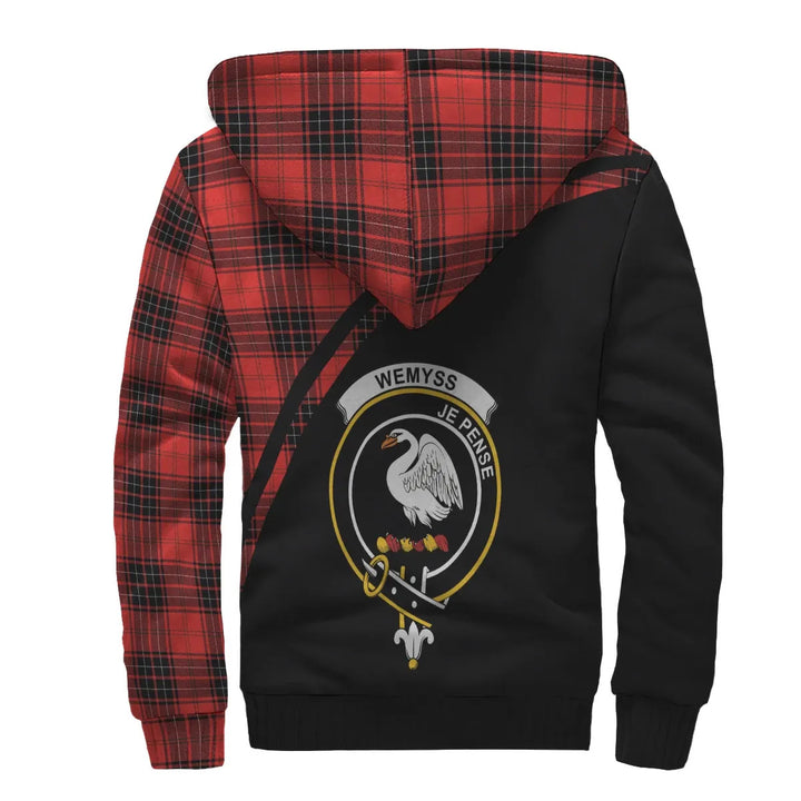 Scottish Wemyss Clan Crest Tartan Curve Sherpa Hoodie