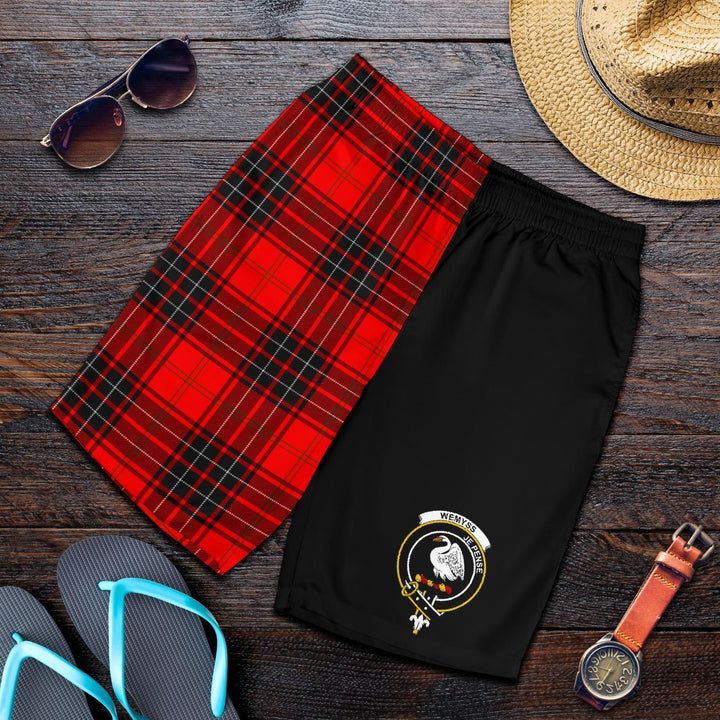 Scottish Wemyss Clan Crest Tartan Half of Me Men's Shorts