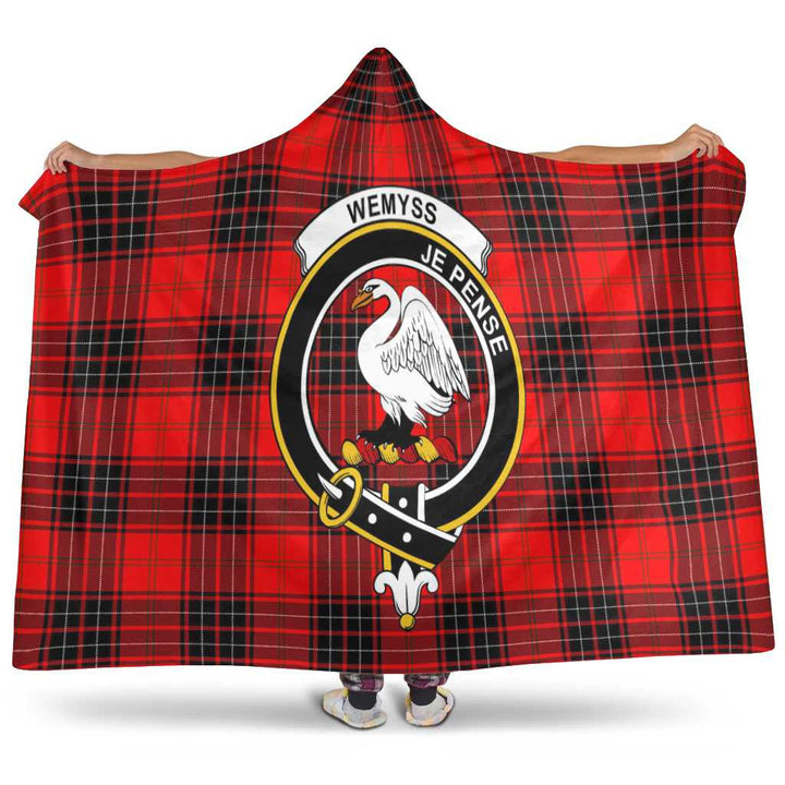 Scottish Wemyss Clan Crest Tartan Hooded Blanket Tartan Plaid 1