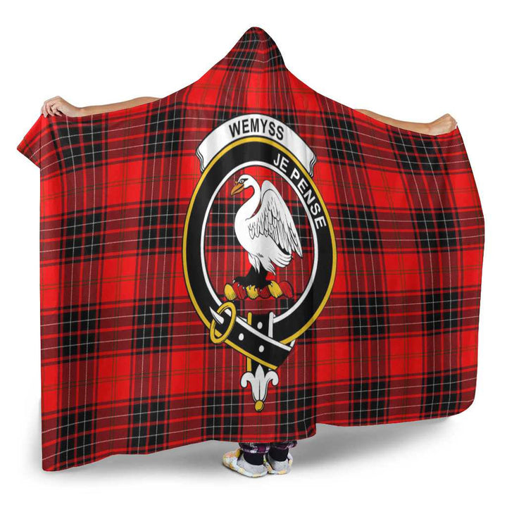 Scottish Wemyss Clan Crest Tartan Hooded Blanket Tartan Plaid 2