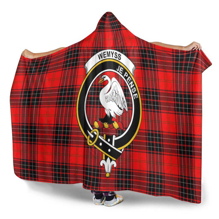 Scottish Wemyss Clan Crest Tartan Hooded Blanket Tartan Plaid 3