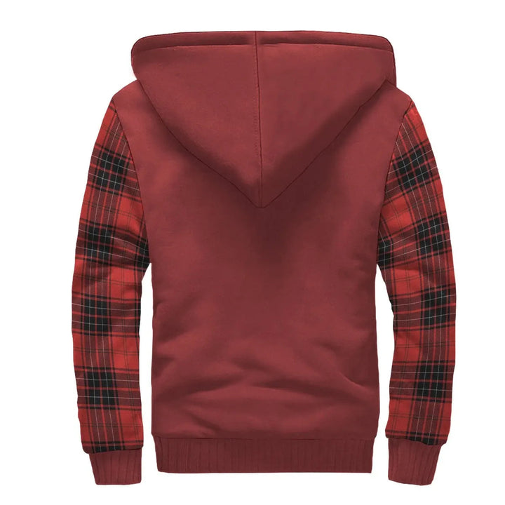 Scottish Wemyss Clan Crest Tartan Plaid Sleeve Sherpa Hoodie