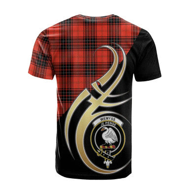 Scottish Wemyss Modern Clan Crest Tartan T-Shirt Believe in Me Back Side Tartan Plaid