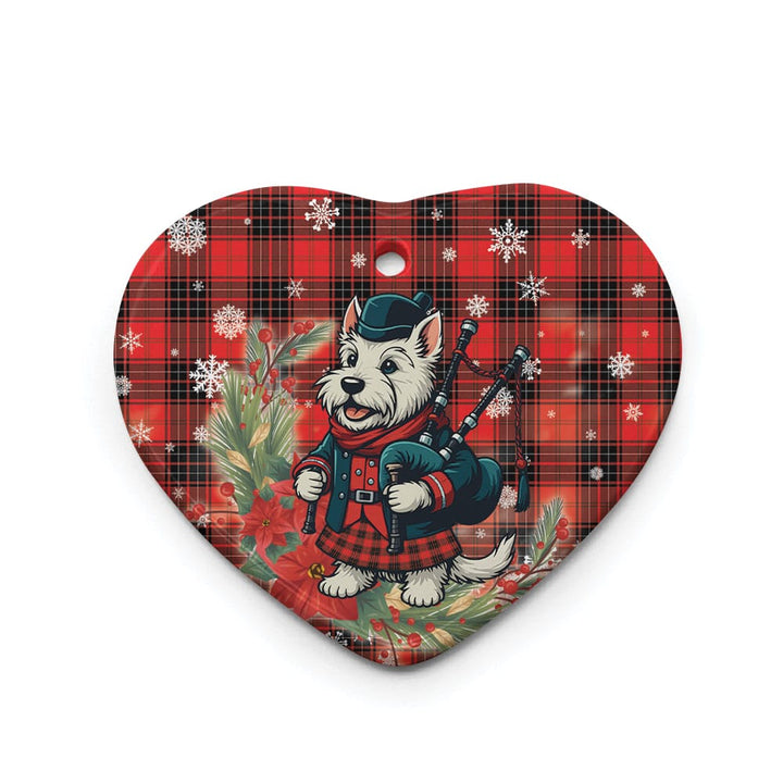 Scottish Wemyss Modern Clan Tartan Ceramic Ornament Cute Scottish Terrier Dog Heart Style Tartan Plaid