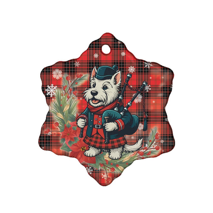 Scottish Wemyss Modern Clan Tartan Ceramic Ornament Cute Scottish Terrier Dog Snow Flake Style Tartan Plaid